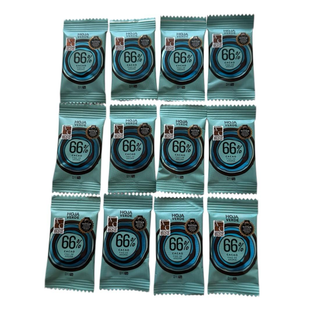 Mini barras 5gr 66% HOJA VERDE 12 unidades