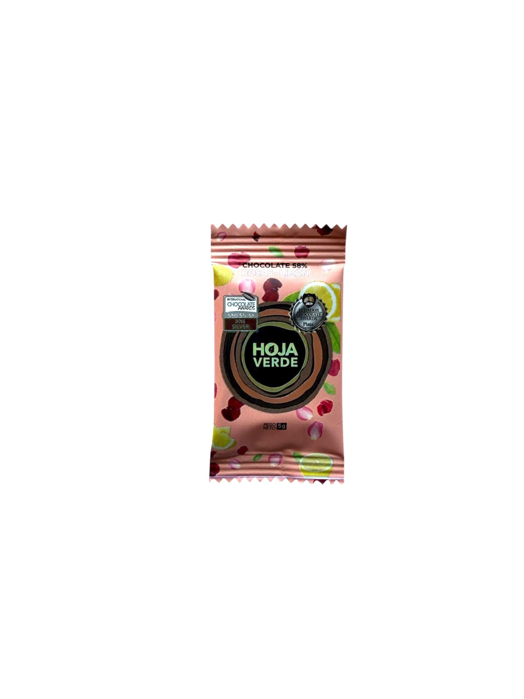 mini barra 5gr HOJA VERDE rosas y limón 58%